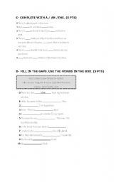 English worksheet: second page of the exam