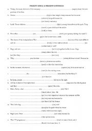 English Worksheet: PRESENT SIMPLE AND CONTINUOUS