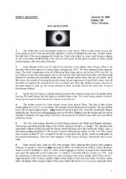 English Worksheet: Reading about solar eclipse