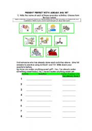 English Worksheet: Present Perfect- Already- Yet