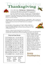 English Worksheet: thanksgiving