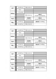 English Worksheet: SAY, TELL SPEAK AND TALK