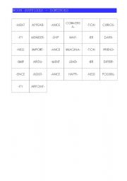 English worksheet: Noun Suffixes Dominoes