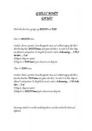 English Worksheet: GUESS WHO