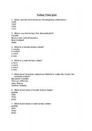 English worksheet: turkey trivia