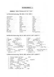 English Worksheet: to be