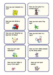 Have you ever..? Present Perfect Conversation Cards