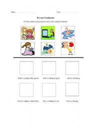 English worksheet: Present Continuous (Cut and Paste)