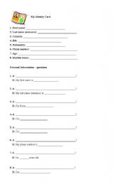 English worksheet: Identity Card