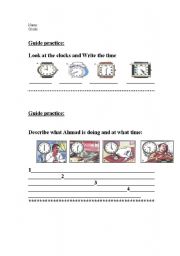 English worksheet: write the time