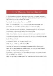 English Worksheet: Dialogue at the Shopping Center 