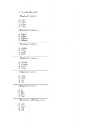 English Worksheet: Plural (exercises with pictures)