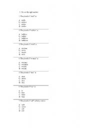 English worksheet: Plural (exercises with pictures)