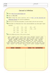 English Worksheet: Gerunds and Infinitives