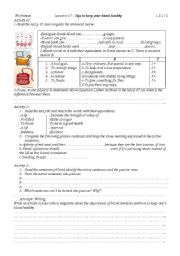 English Worksheet: blood donation