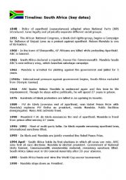 English Worksheet: South Africa Apartheid timeline