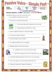 passive past voice tense simple worksheet worksheets verb verbs eslprintables