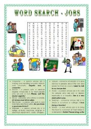 English Worksheet: Wordsearch - JOBS