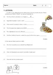 English Worksheet: The Pizza Month