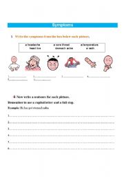 English worksheet: symptoms