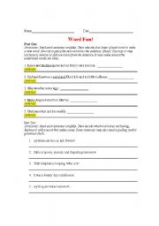 English worksheet: Word Fun!