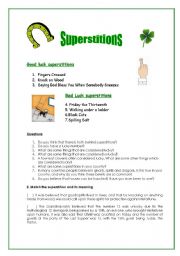 English Worksheet: Superstitions