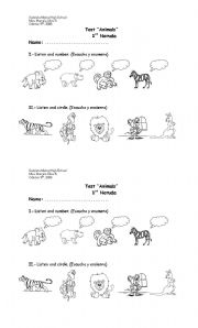 English Worksheet: animals test