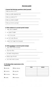 English Worksheet: Present perfect guide
