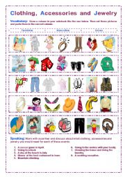 English Worksheet: Clothing, Accessories and Jewelry