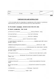 English worksheet: Comparatives and Superlatives