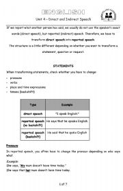 English Worksheet: Reported Speech