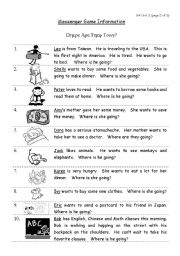 English Worksheet: Where are they  going? / Messenger Game [part 2]