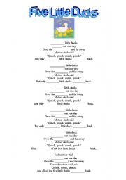 English Worksheet: five little ducks