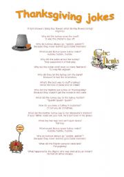 English Worksheet: thanksgiving jokes
