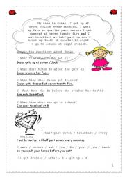 English Worksheet: daily routine