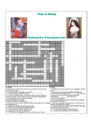 English Worksheet: Medieval Times Crossword Puzzle