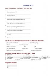 English worksheet: Test - basic English