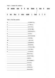 English worksheet: Numbers 1-10.
