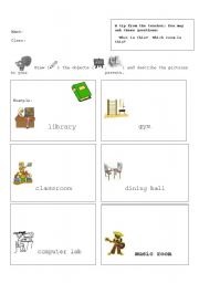 English Worksheet: rooms of the school