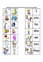 Adjectives into Adverbs and Pronoun Cards to go with The Verb Game