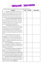English Worksheet: talk about space exploration