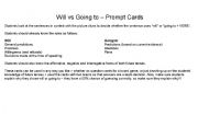 English Worksheet: Will vs Going To - Prompt Cards with Pictures (Pt. I)