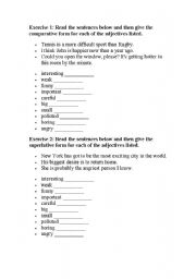 English worksheet: Comparatives and superlatives