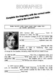 English Worksheet: Biographies