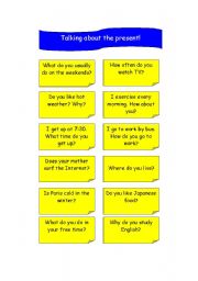 English Worksheet: TALKING ABOUT THE PRESENT!