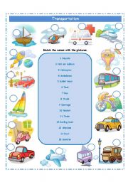 English Worksheet: TRANSPORTATION AND SUPERLATIVE FORM!