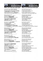 English Worksheet: When you look me in the eyes - Jonas Brothers