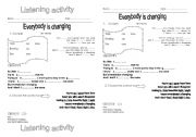 English worksheet: Everybody is changing (song)