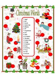 English Worksheet: Christmas Vocabulary