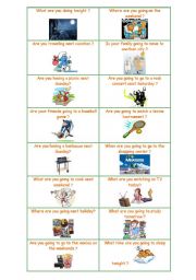 English Worksheet: Future: Present Continuous and Be going to
